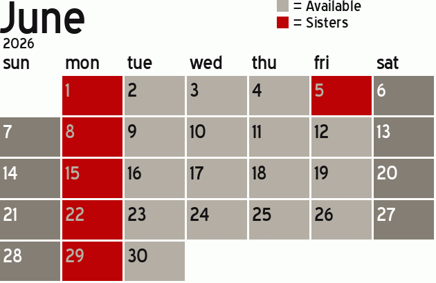 Missionary Dinner Calendar